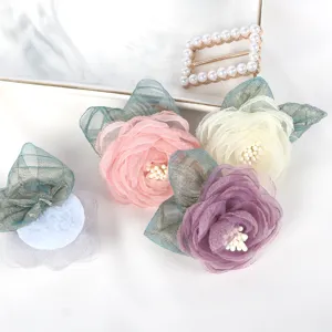 Organza stof bloem accessoires handgemaakte DIY broche haarspeld materiaal kleurrijke rozen