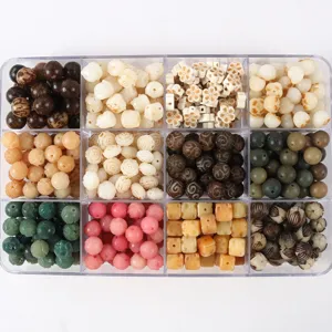Bodhi root lotus carved loose beads set DIY jewelry bracelet necklace crafting accessories