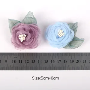 Organza stoffen bloem DIY handgemaakte accessoires broche en haarspeld 5x6cm