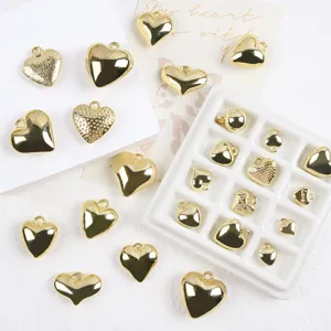 CCB Électroplaqué Or Cœur Pendentifs Boules Rondes Charms DIY Collier Bracelet Fabrication de Bijoux Accessoires
