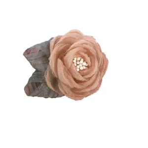 Organza stof bloem hoofdafbeelding, 3D bloem broche accessoire en DIY handgemaakte haarspeld.