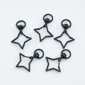 Lot de 5 mousquetons pivotants en forme d'étoile noire pour porte-clés DIY