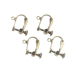Bronze screw clip earring converters 4pcs set for DIY jewelry making findings parts