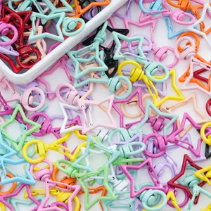 Fermoirs mousquetons en alliage coloré en forme d'étoile pour la création de porte-clés