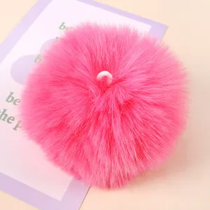 Faux fur pom pom fluffy ball for DIY keychain bag charm handmade crafts pink fluffy ball accessory