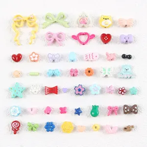 Colorful alloy and acrylic cartoon DIY beads set, cute charms for phone chain necklace.