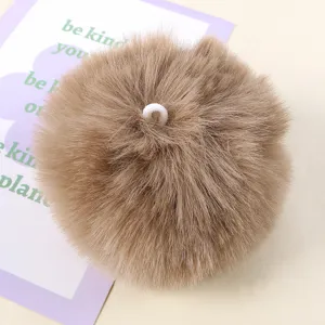 Fluffy faux fur pom pom ball pendant DIY craft jewelry accessories soft plush material charm