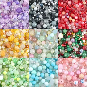 Mixed Glass Beads Kit Bohemian Round Loose Spacer Beads For DIY Necklace Bracelet Jewelry Making Accessories Bulk Beads Pack