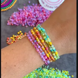 Handmade colorful mixed glass bead bracelets for DIY bohemian style jewelry making