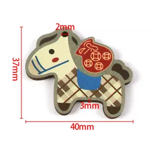 Wooden horse DIY charm pendant with dimensions 40x37mm for custom jewelry making