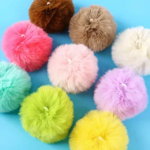 Colorful faux fur pom pom DIY plush ball pendant handmade accessories for bags and crafts