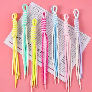 Set of colorful double-strand nylon braided ropes for DIY bag charms and handmade pendants