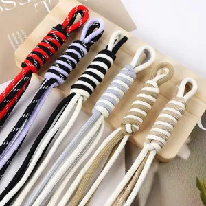 Handmade bicolor braided nylon rope charms for DIY bag accessories and doll lanyards