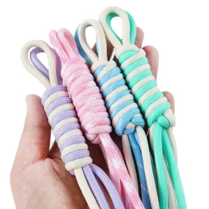 Handmade double-colored woven nylon rope lanyards for DIY bag ornaments and pendants