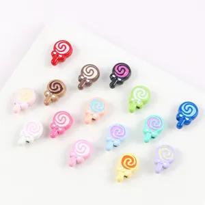 Colorful enamel lollipop alloy beads, perfect for DIY jewelry making, bracelets, and keychains.