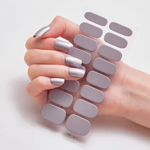 Pegatinas de uñas estilo occidental púrpura mate metálico hoja variante RM-001