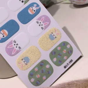 Schattige Paashaas en kleurrijke eieren waterdichte nagelsticker vellen decals