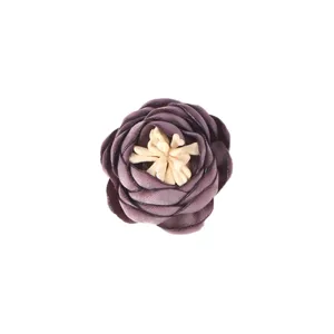 Fleur de rose en tissu violet 3D avec bords brûlés pour accessoires de bricolage
