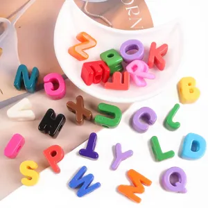 Colorful acrylic large hole alphabet beads for DIY personalized jewelry and crafts.