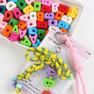 Multicolor Acrylic Alphabet Letter Beads Large Hole Spacers Loose Beads For DIY Craft Keychain Bracelet Necklace Jewelry Making Components Accessory