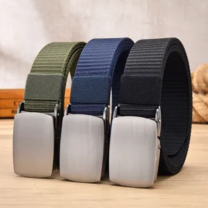 Men's Casual Canvas Belt Outdoor Woven Belt With Metal Buckle Adjustable Vintage Waistband
