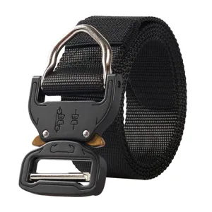 Stevige 3,8 cm tactische Cobra riem met zwarte legering gesp en metalen D-ring