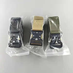Tactical nylon belt 3.8cm width with quick release metal buckle, durable outdoor casual belt.