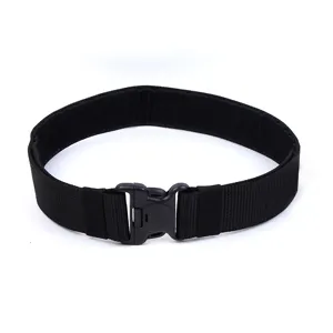 Durable heavy-duty 5.5cm black tactical canvas belt with quick-release plastic buckle