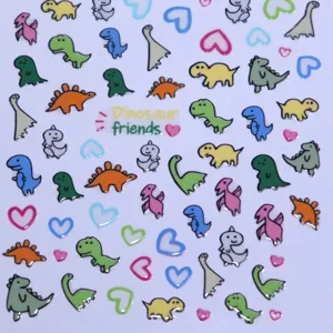 Autocollants à ongles autocollants dinosaures colorés pour un nail art créatif unique