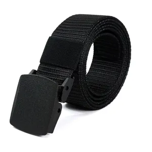 Tactical nylon web belt with durable plastic buckle for men's outdoor casual wear