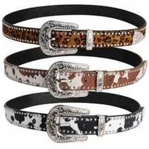 Set di tre eleganti cinture western con stampe animalier e fibbie d'argento decorate