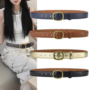 Women Casual PU Leather Belt Vintage Alloy Pin Buckle Fashion Minimalist Waistband Daily Versatile Dress Jeans Belt