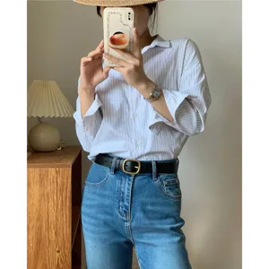Women's belt casual Korean style fashion student versatile leather belt with metal pin buckle.