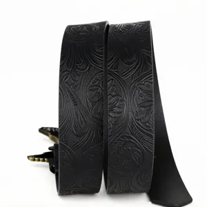 Cintura in pelle goffrata stile western uomo cinturino intagliato vintage per jeans