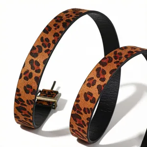 Detailed close-up of women's fashion leopard print belt showing texture and pattern