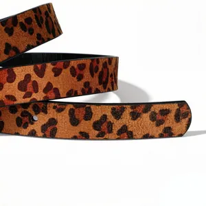 Macro view of textured leopard print belt showing the fine faux fur pattern detail