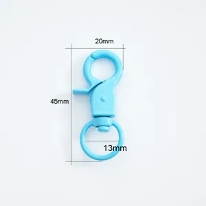 Blue painted metal lobster clasp swivel snap hook keychain DIY jewelry accessory 45mm