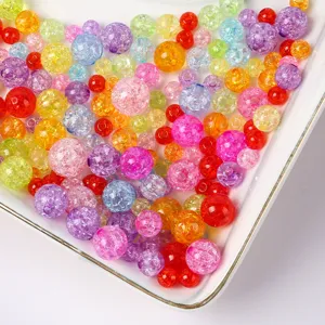Colorful crackle glass beads mix sizes for DIY handmade bracelets and jewelry making accessories.