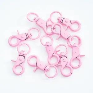 Pink metal lobster clasps for DIY keychains, bag charms and jewelry making accessories.