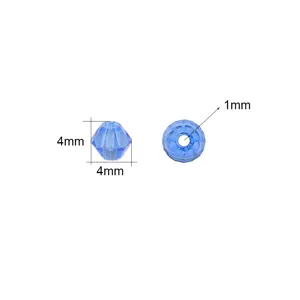 Detailed dimension view of 4mm blue crystal glass bicone beads for DIY jewelry making