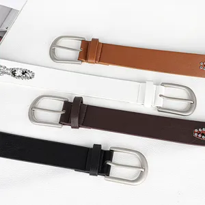 Set of fashionable women's PU leather belts with rhinestone accents in four versatile colors