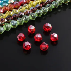 Sparkling 4mm AB color faceted crystal glass diamond beads for DIY jewelry making material