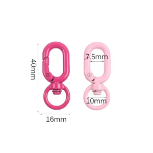 Mousqueton ressort en alliage coloré crochet pivotant porte-clés anneau DIY 40mm 16mm
