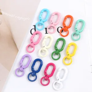 Crochets à ressort en métal colorés anneaux de porte-clés mousquetons DIY pour sacs