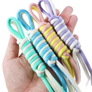 Handmade colorful braided Roman knot lanyards for DIY keychains and phone charms