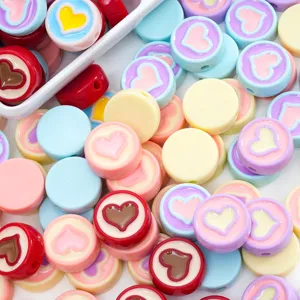 Colorful acrylic heart beads for DIY bracelet and necklace jewelry making supplies craft parts