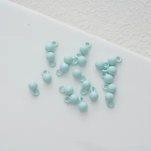 Macaron lichtblauwe legering ronde kraal hangers voor DIY sieraden en telefoonkettingen