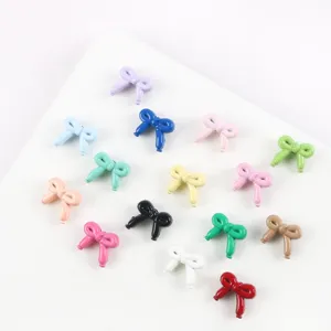 Colorful alloy bow charms with glossy finish for DIY jewelry and phone chain making