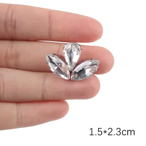 Glas Kristall Strass Hotfix Aufnäher DIY Kleidungsstück Zubehör Dekoration 1,5x2,3cm