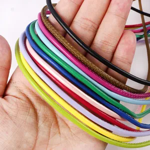 Stitched PU Leather Cord Round Cotton Core Candy Color DIY Sewing Ribbon For Bag Decoration Hand Strap Craft Making Accessories